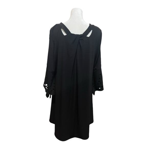 IC By Connie K Women's Blouse L Black Asymmetrical Artsy Pocket Tunic Top Slinky - Picture 5 of 11